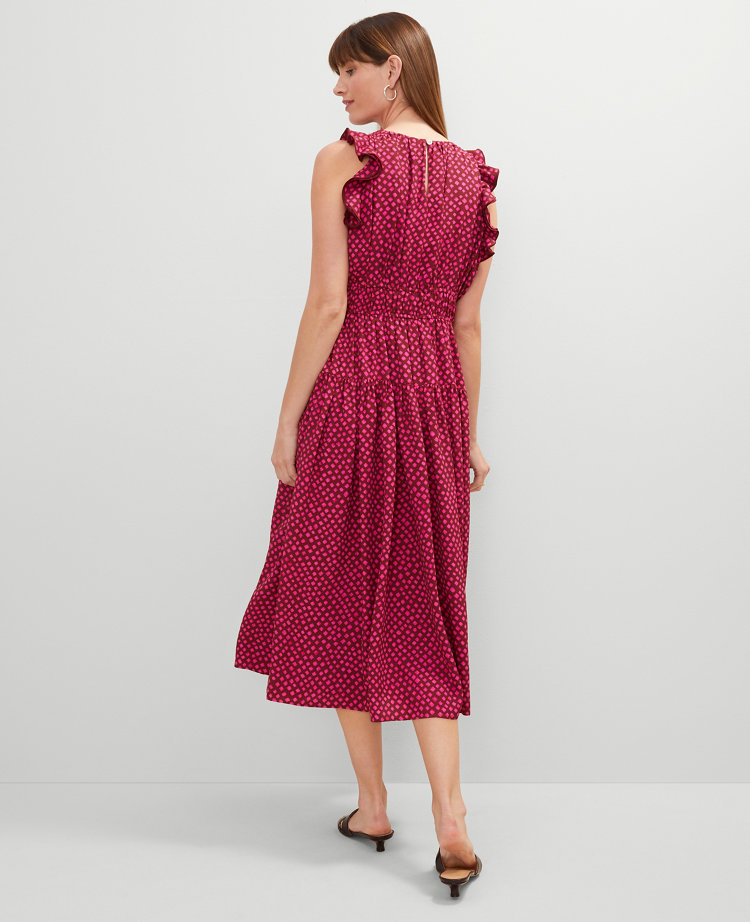 Dotted Ruffle Midi Dress