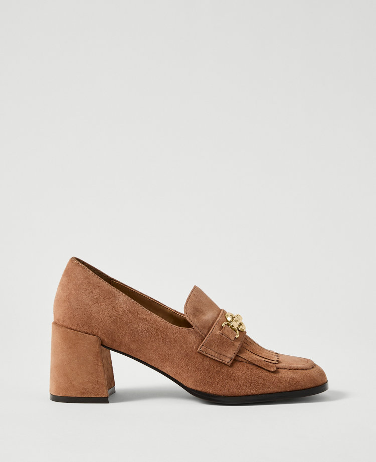 Suede Kiltie Loafer Pump