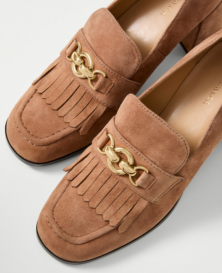 Suede Kiltie Loafer Pump