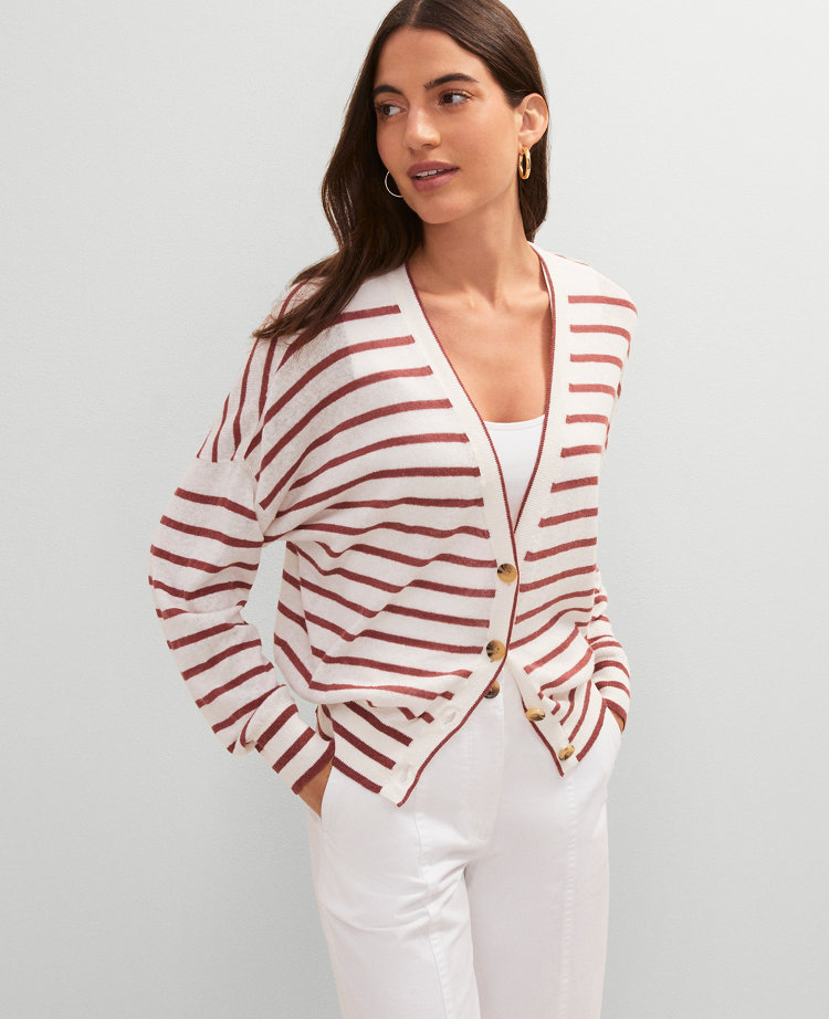 Striped V-Neck Cardigan