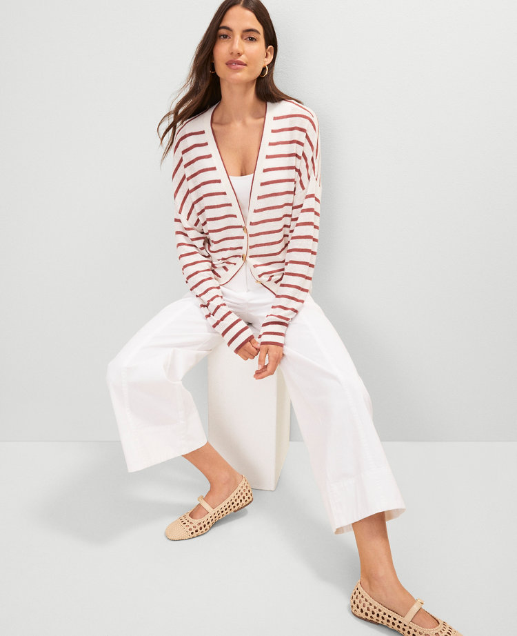 Striped V-Neck Cardigan