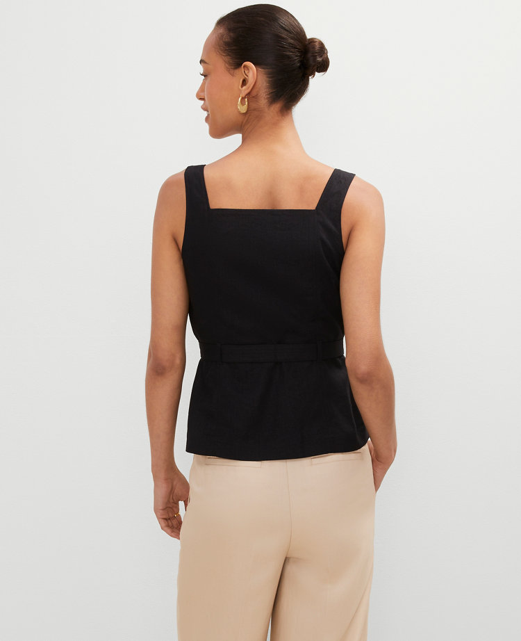 Petite Button Tie Waist Top