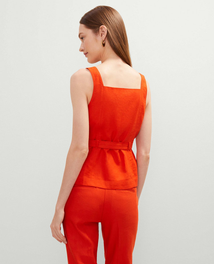 Petite Button Tie Waist Top