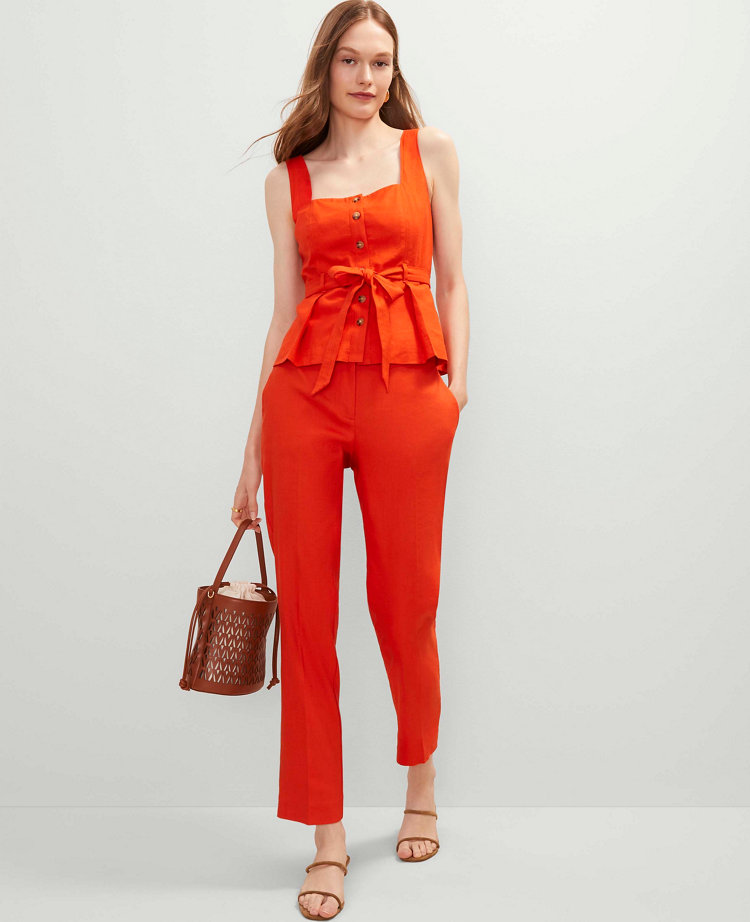 Petite Button Tie Waist Top