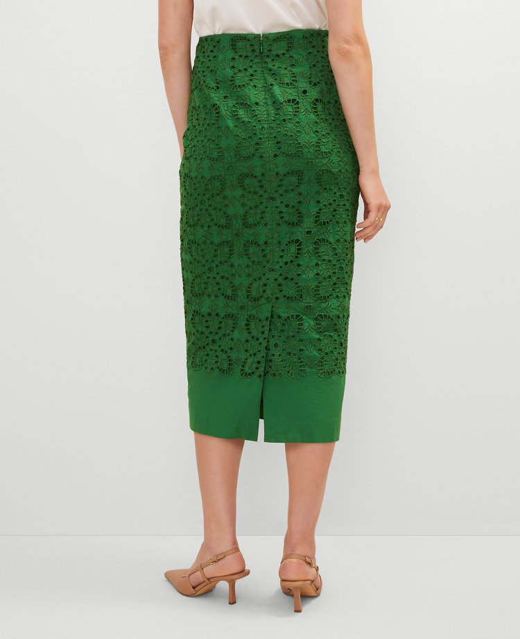 Petite Eyelet Column Midi Skirt