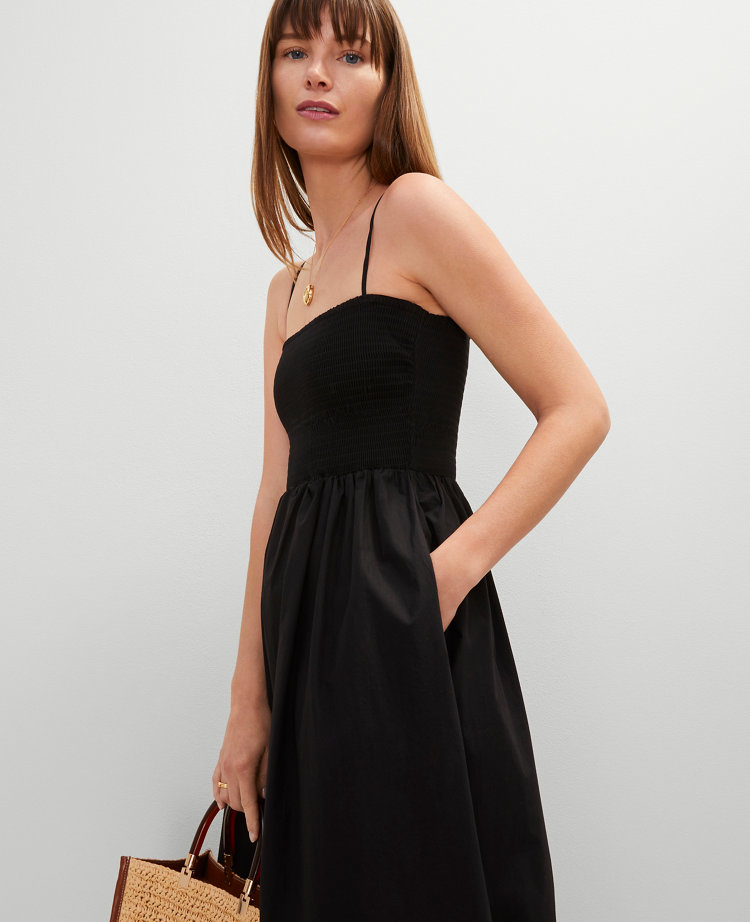 Smocked Linen Blend Maxi Dress