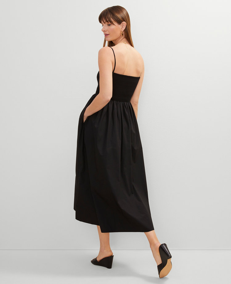 Smocked Linen Blend Maxi Dress