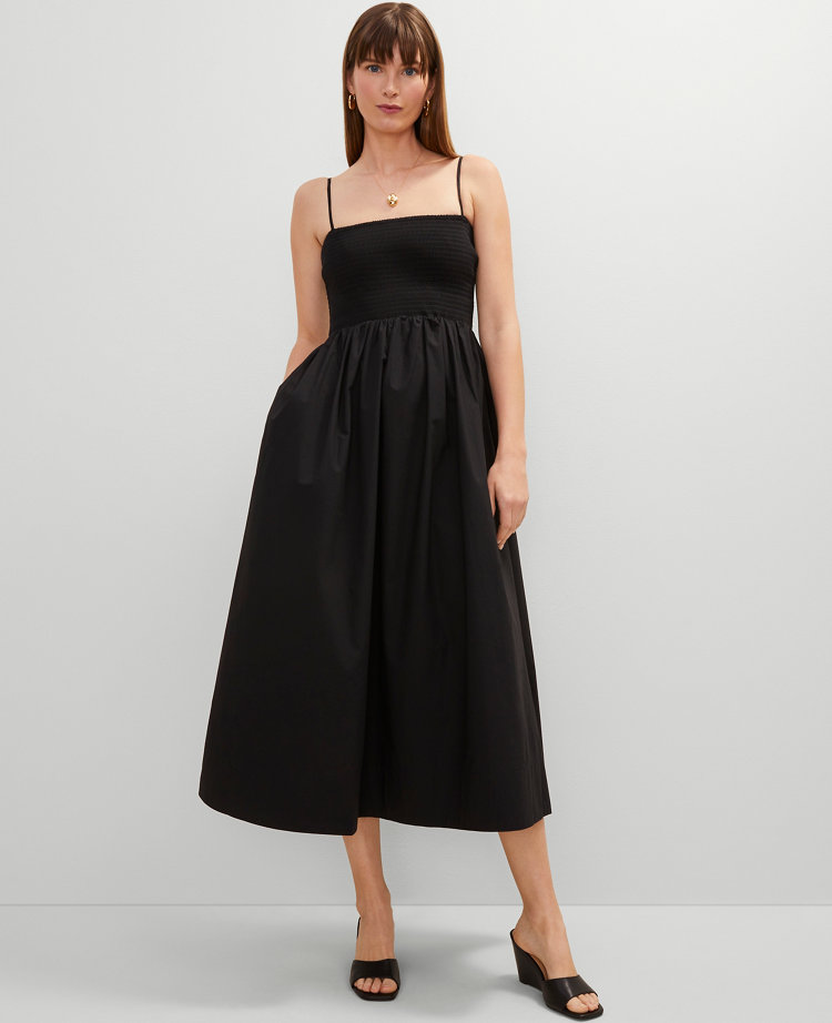 Smocked Linen Blend Maxi Dress