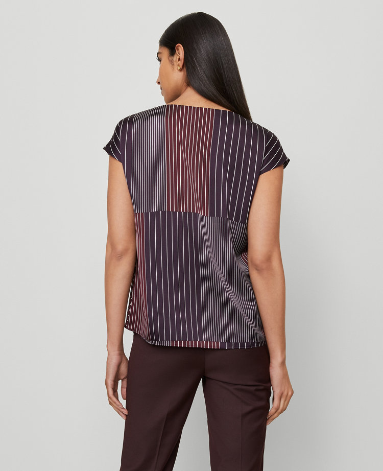 Striped Satin Cowl Neck Top