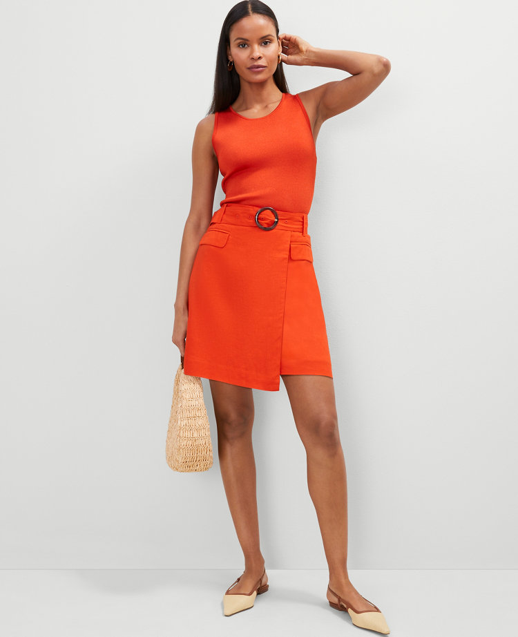 Linen Blend  Wrap Skirt