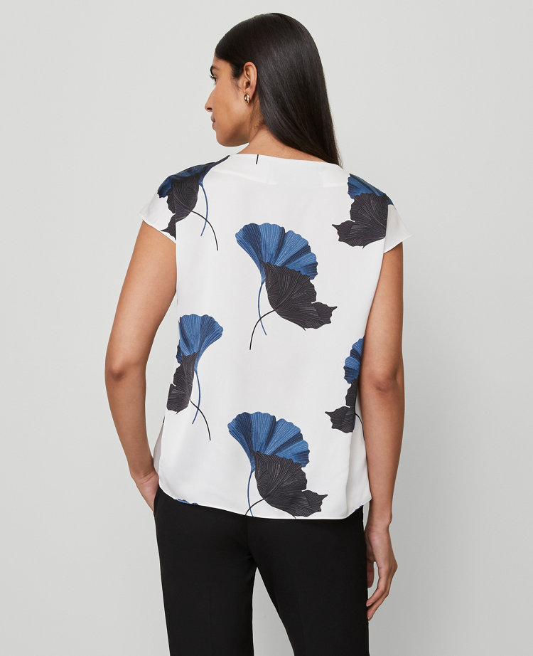 Floral Satin Cowl Neck Top