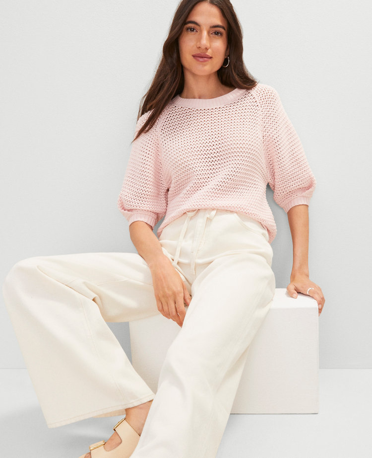 Petite Weekend Collection Open Stitch Wedge Sweater