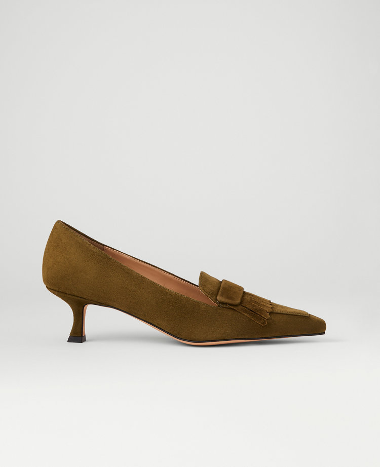 Ann Taylor Suede Tapered Heel Kiltie Pump In Green