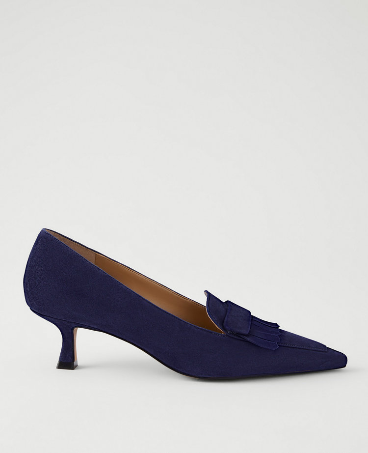 Suede Tapered Heel Kiltie Pump