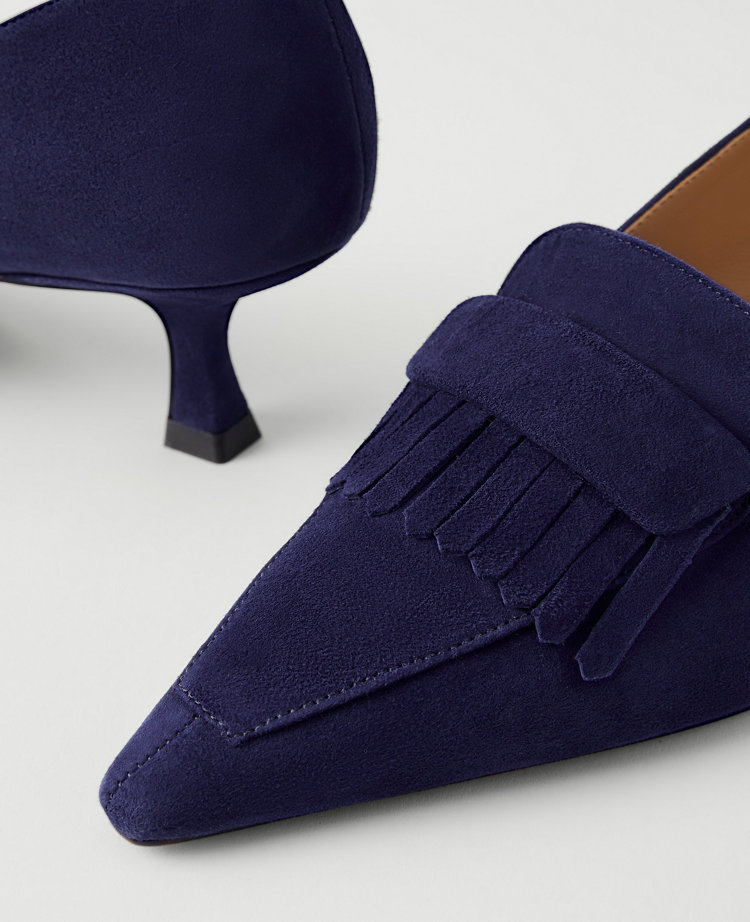 Suede Tapered Heel Kiltie Pump