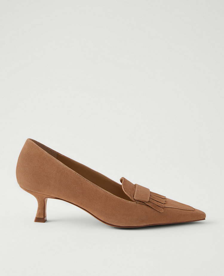 Suede Tapered Heel Kiltie Pump