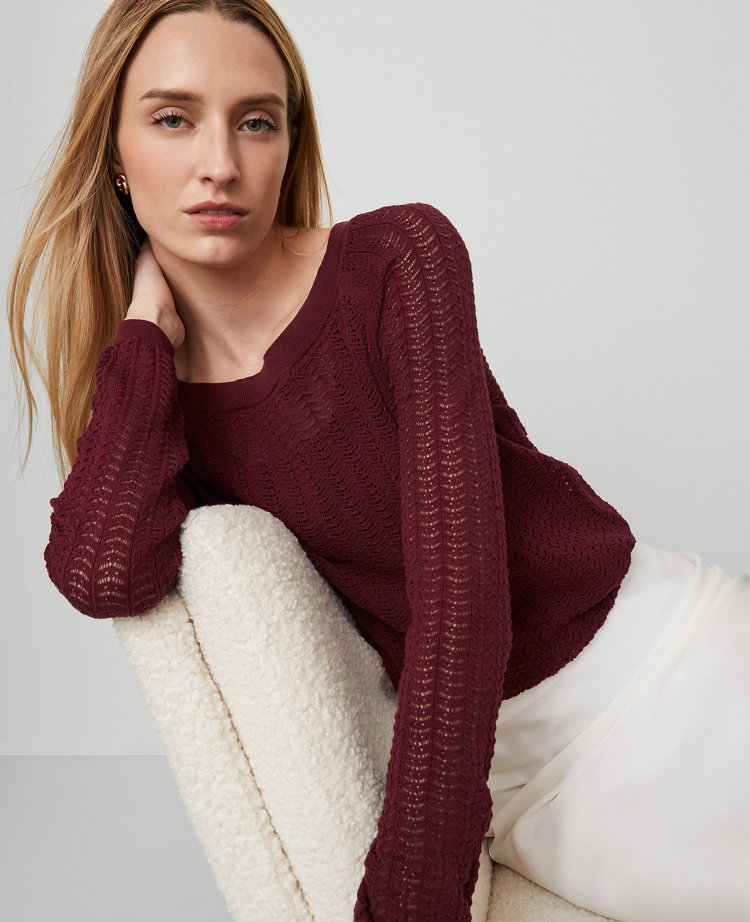 Petite Pointelle Boatneck Sweater