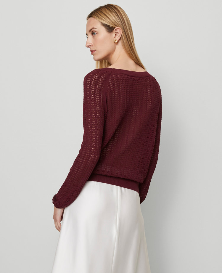Petite Pointelle Boatneck Sweater