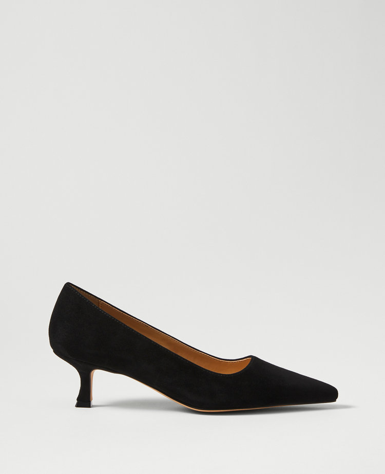 Suede Nip Toe Kitten Heel Pumps