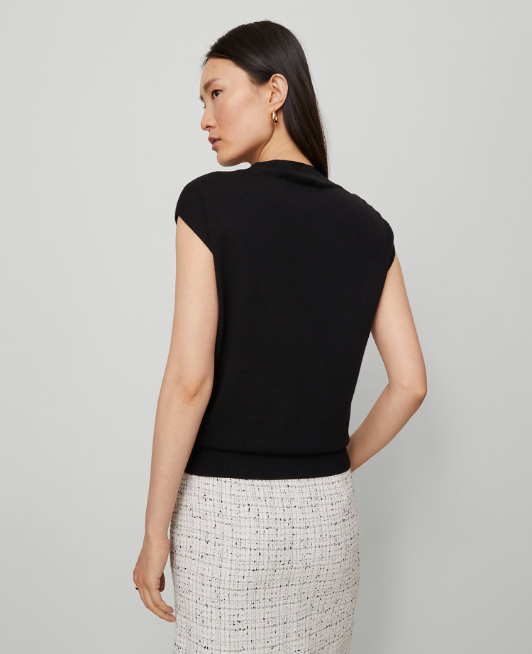 Wide Shoulder Mock Neck Sweater Shell