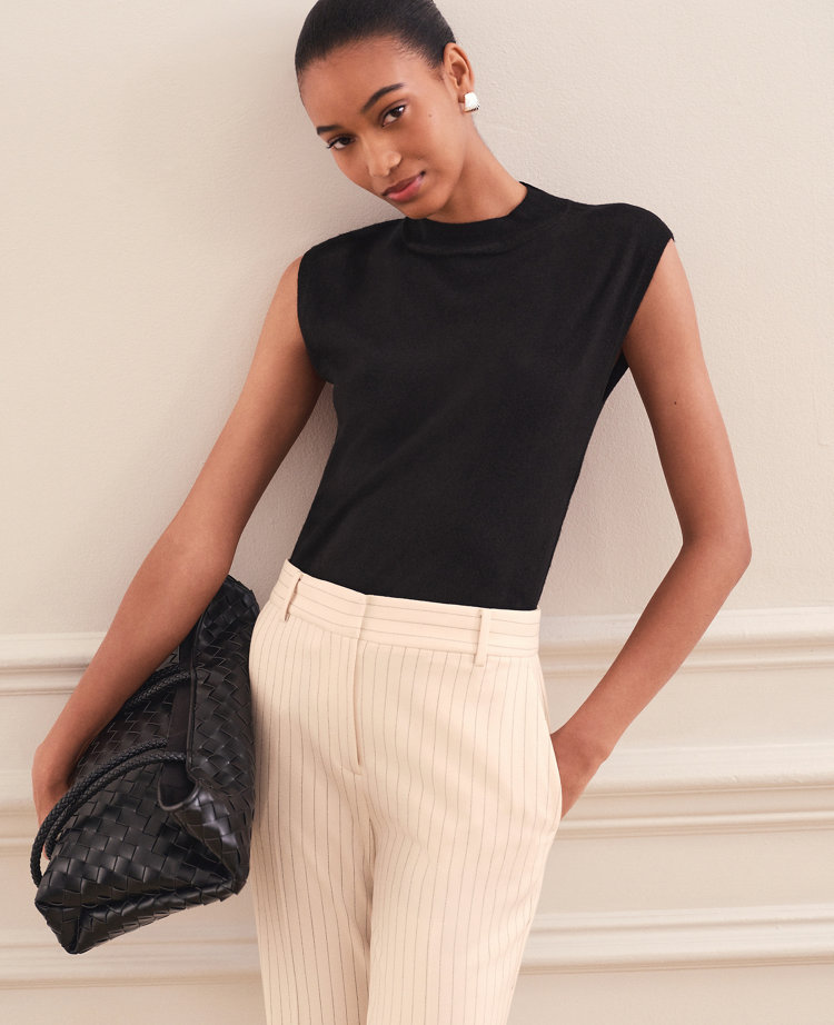 Wide Shoulder Mock Neck Sweater Shell