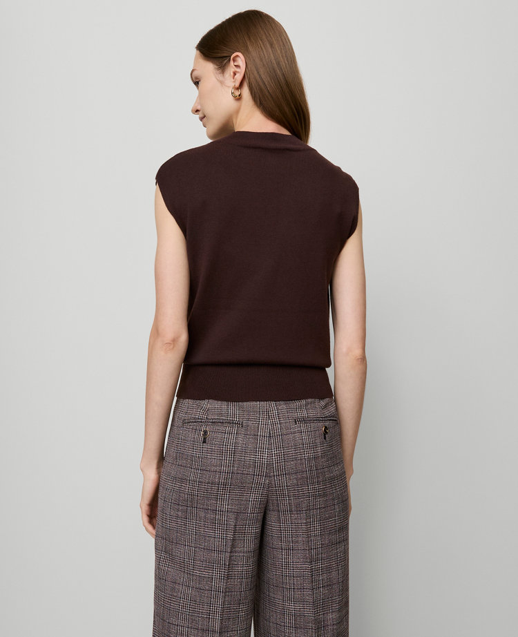 Ann Taylor Wide Shoulder Mock Neck Sweater Shell Top