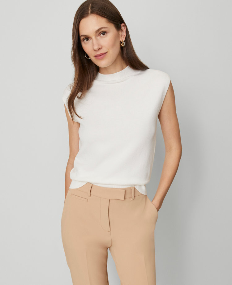 Wide Shoulder Mock Neck Sweater Shell
