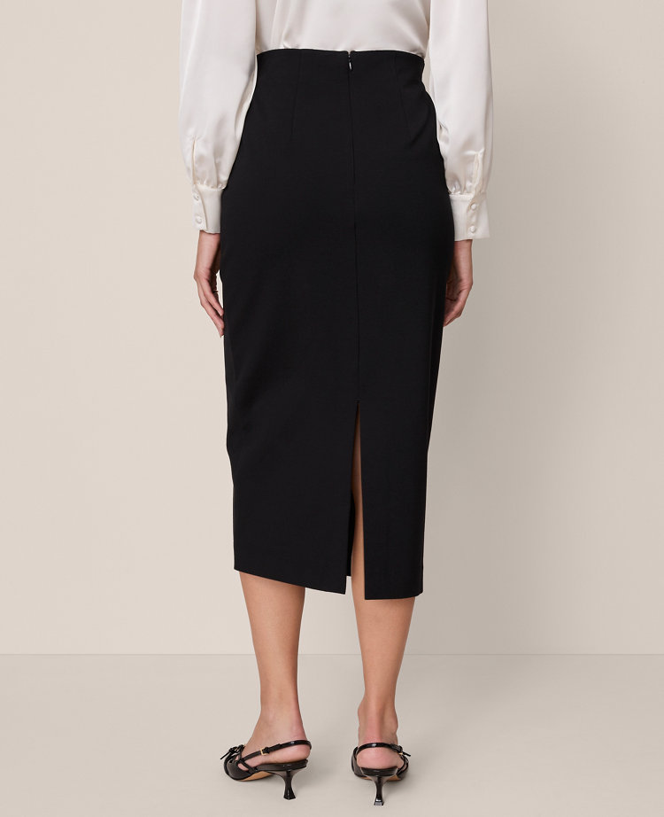 Belted Ponte Pencil Skirt