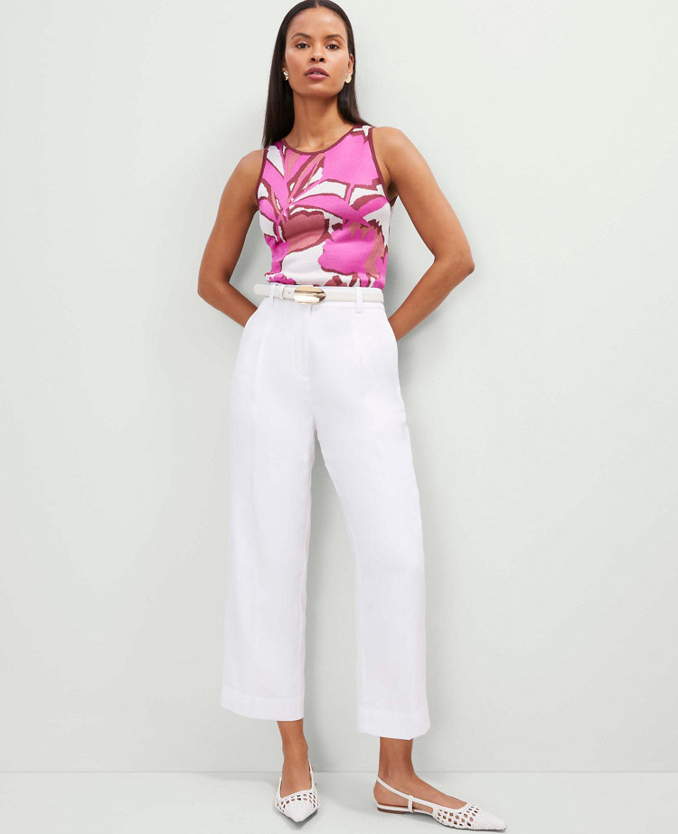 The Petite Relaxed Ankle Pant in Linen Blend