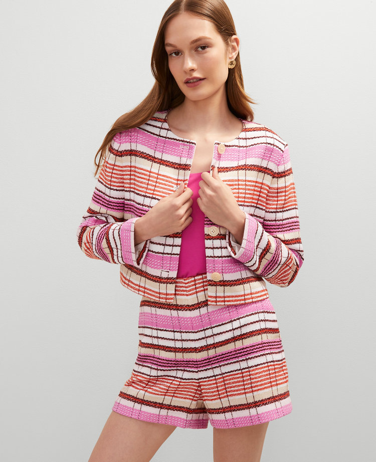 Petite Tweed Crew Neck Jacket