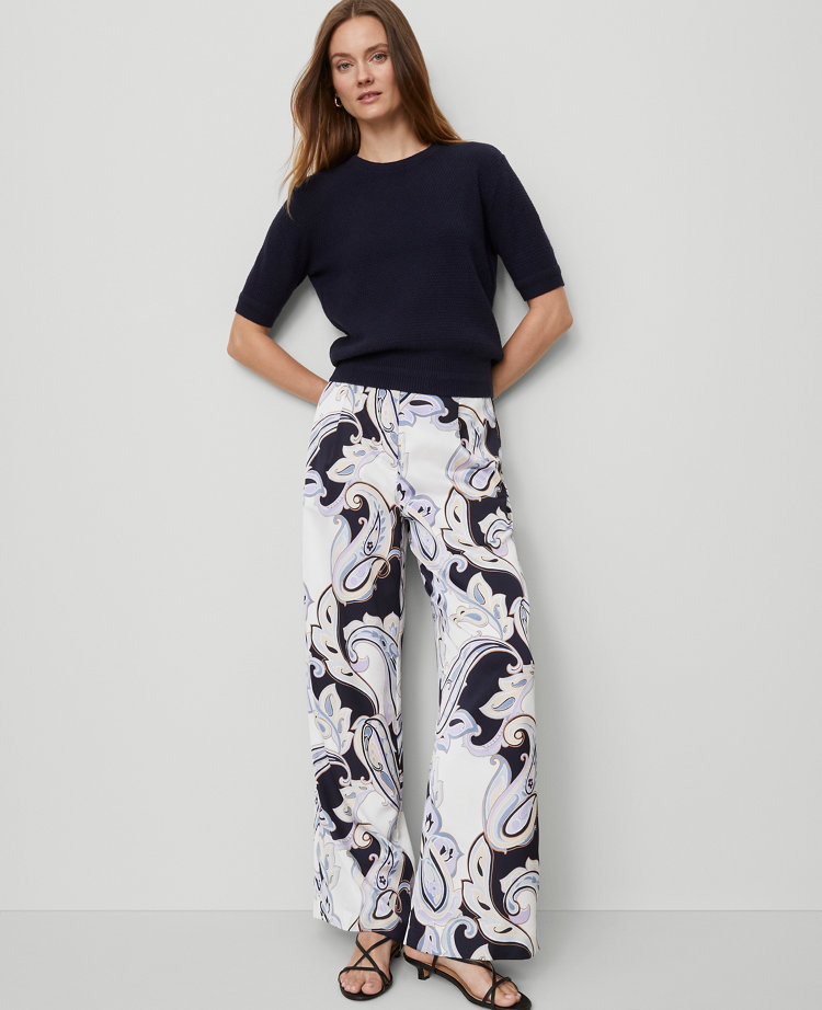 The Modern Wide-Leg Trouser in Paisley Satin