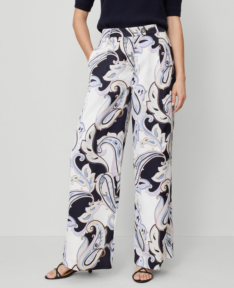 The Modern Wide-Leg Trouser in Paisley Satin