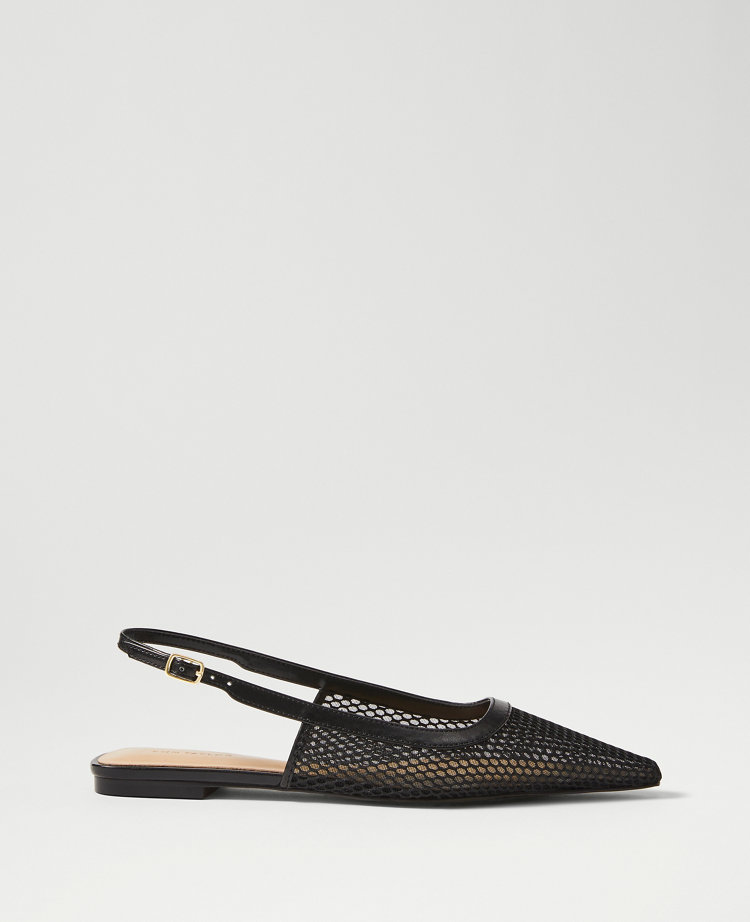 Mesh Nip Toe Slingback Flats