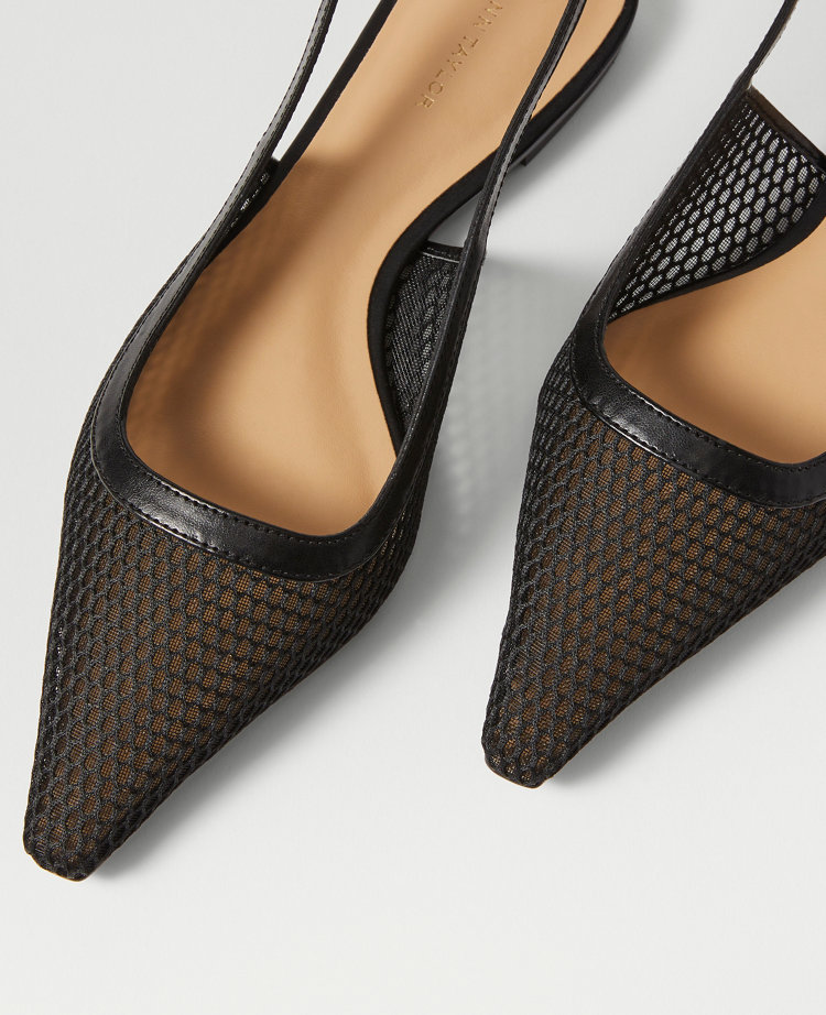 Mesh Nip Toe Slingback Flats