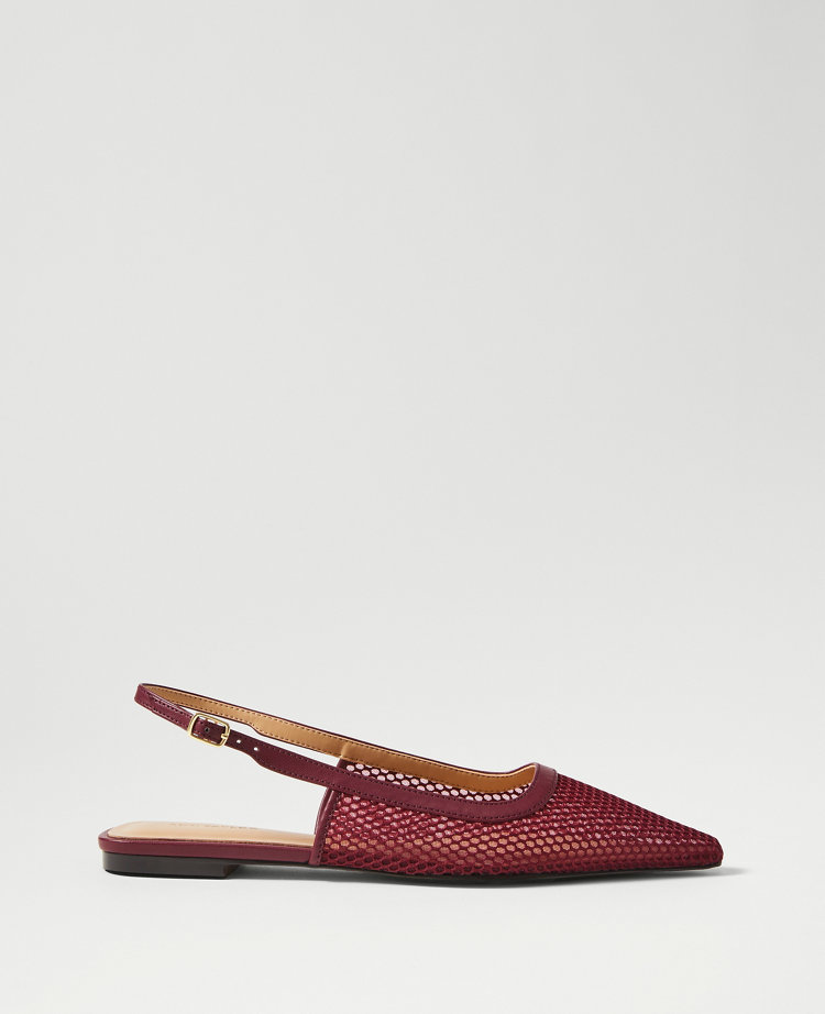 Mesh Nip Toe Slingback Flats