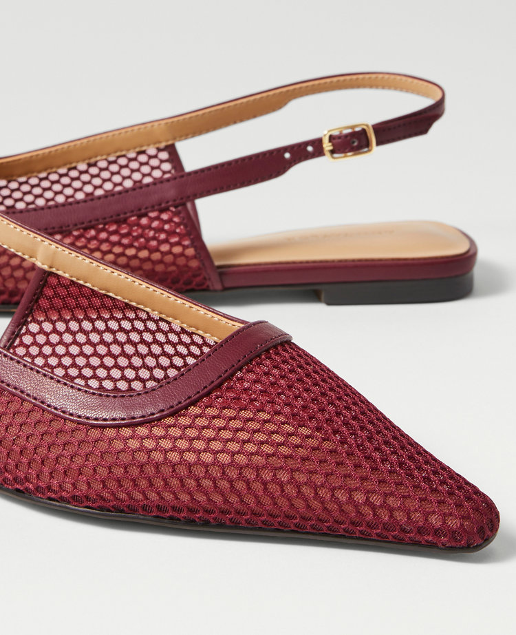 Mesh Nip Toe Slingback Flats