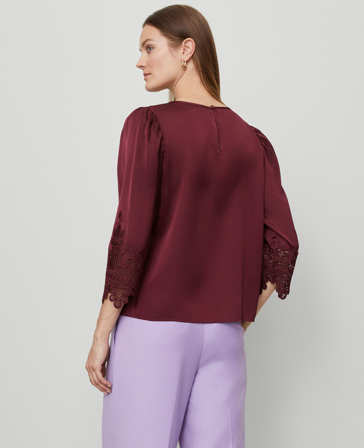 Satin Lace Trim Top