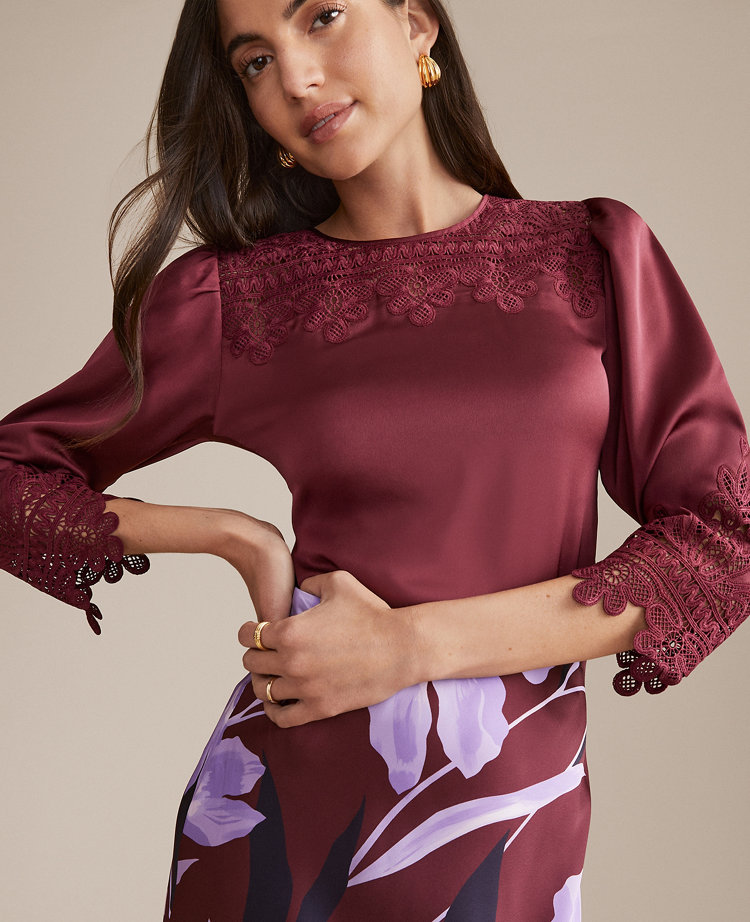 Satin Lace Trim Top