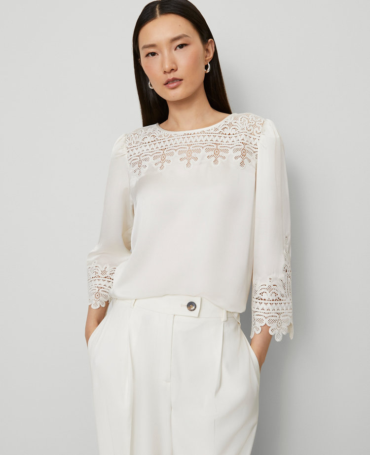 Satin Lace Trim Top