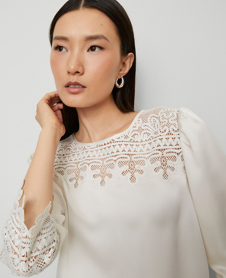Satin Lace Trim Top