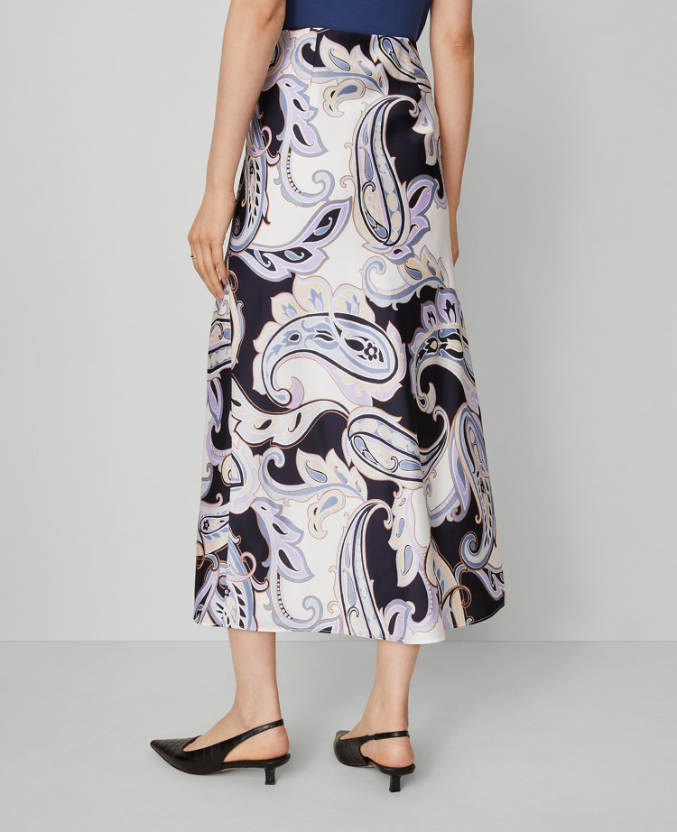 Petite Paisley Satin Bias Slip Skirt