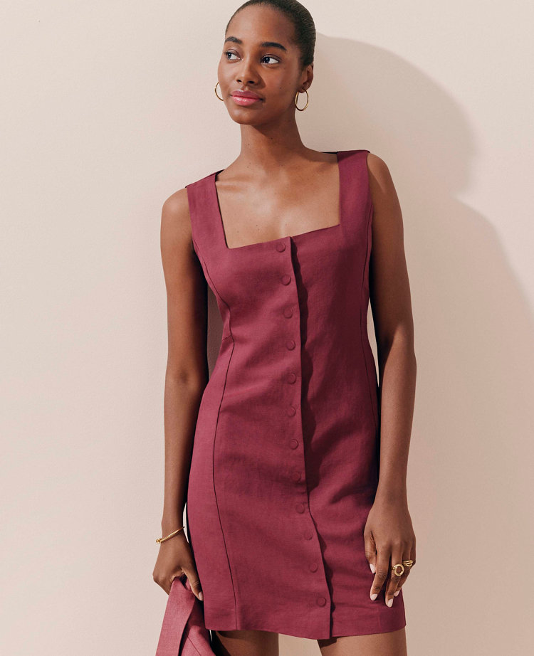 Petite Linen Button-Down Dress
