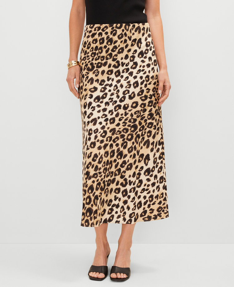 Petite Animal Print Bias Midi Slip Skirt
