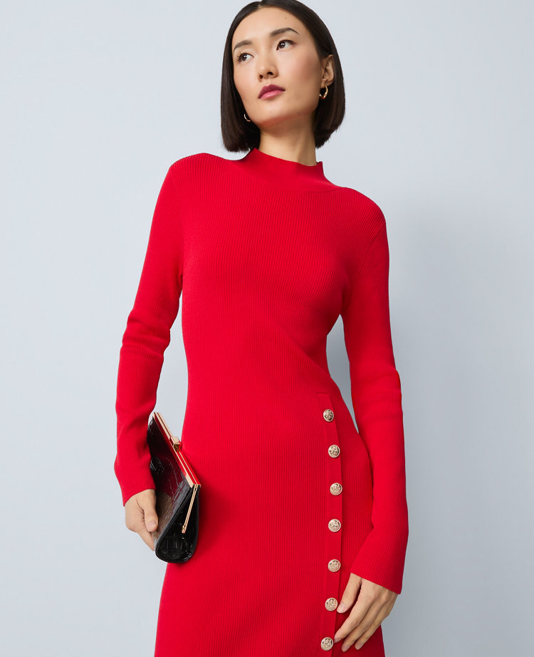 Ribbed Button Sweater Dress