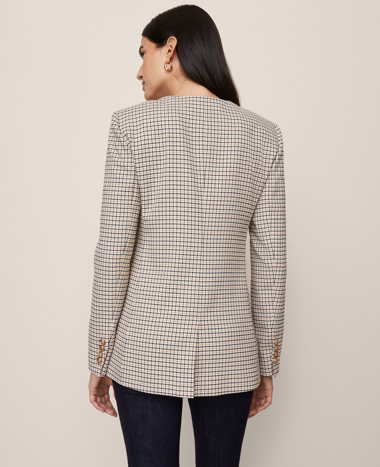 Houndstooth Split Hem Jacket