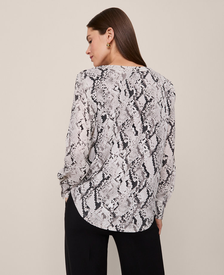 Snake Print Mixed Media Top