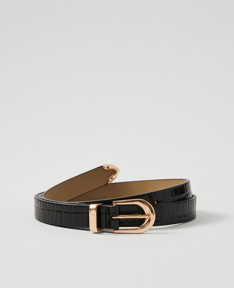 Skinny Croco Patent Leather Belt