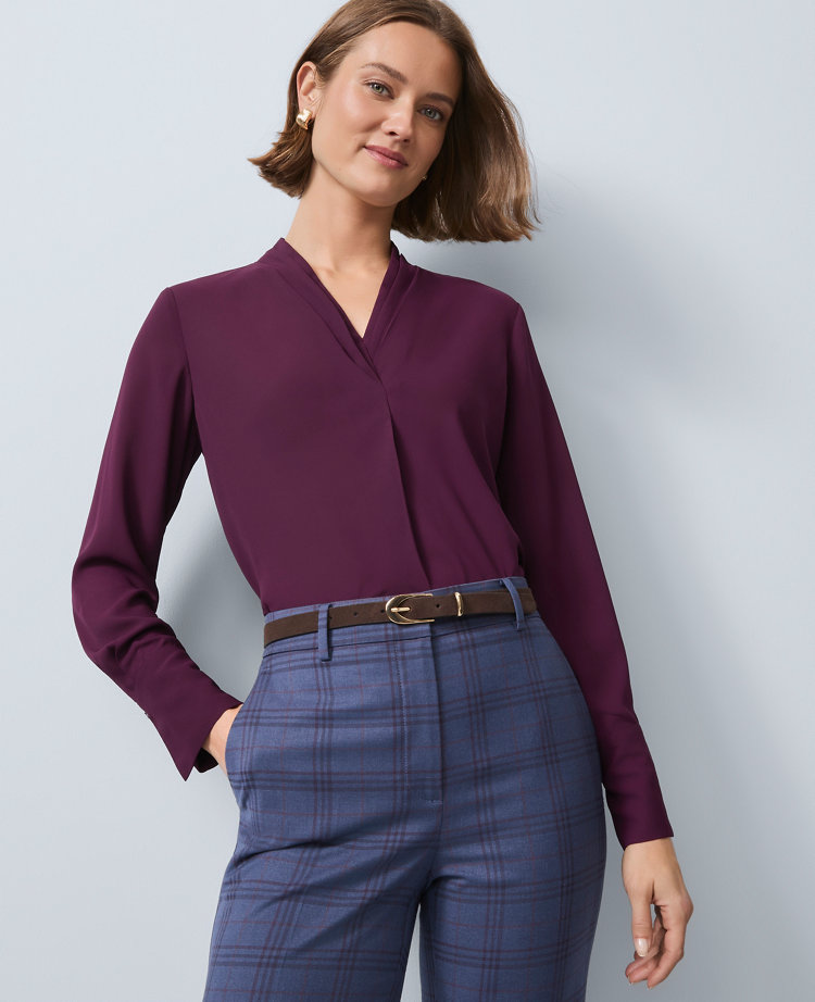 Ann Taylor Pleat Neck Blouse