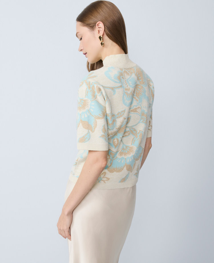 Shimmer Floral Jacquard Sweater Tee