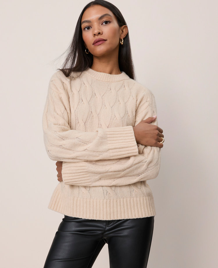 Ann Taylor Cable Crew Neck Sweater